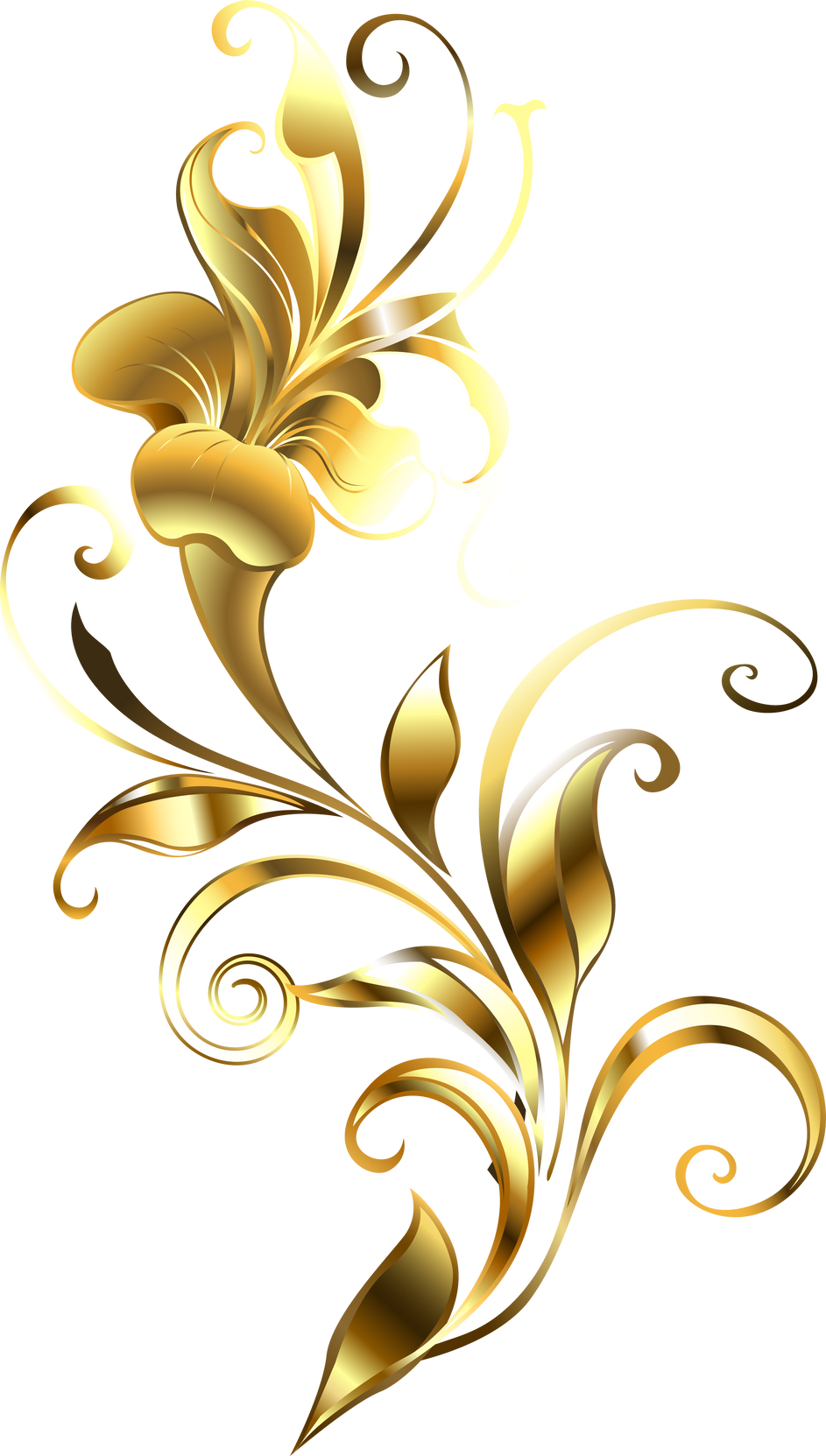 Gold Ornate Flower Illustration 