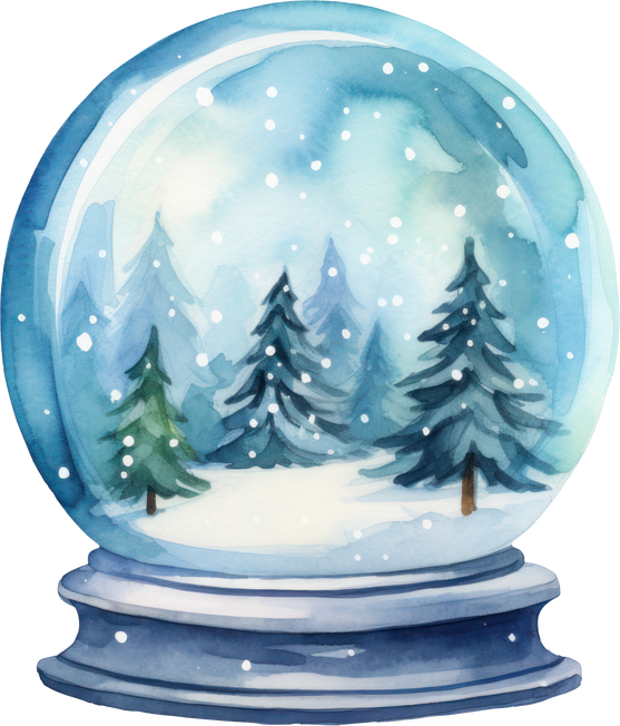 Christmas snow globe watercolor