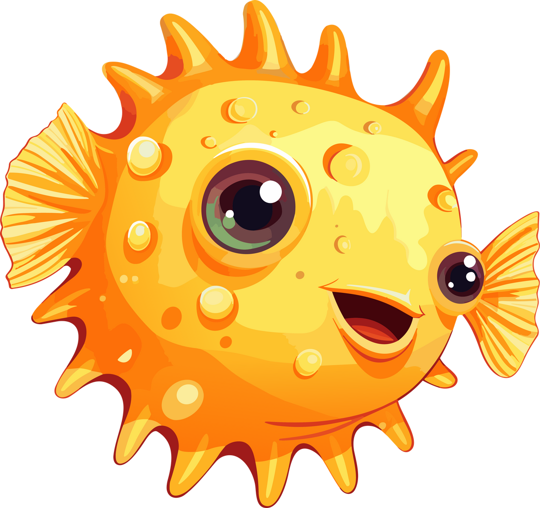 Cute Yellow Puffer Fish Cartoon